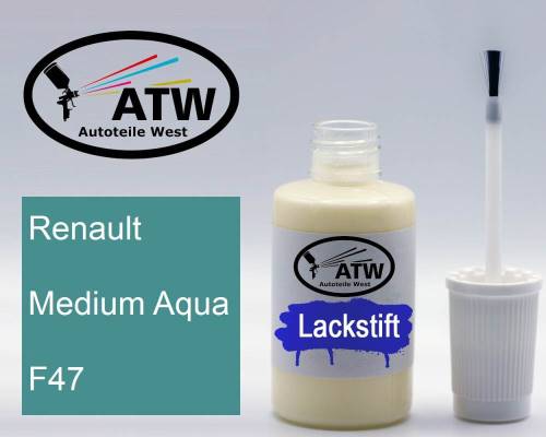 Renault, Medium Aqua, F47: 20ml Lackstift, von ATW Autoteile West.